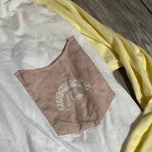 never worn quicksilver cropped long sleeve yellow, white, rust pocket, medium!